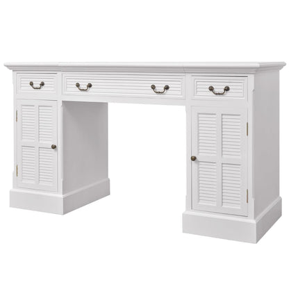 White Double Pedestal Desk, 140x48x80 cm - Modern & Spacious Design