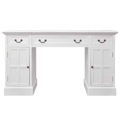 White Double Pedestal Desk, 140x48x80 cm - Modern & Spacious Design