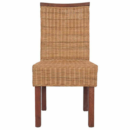 Dining Chairs 4 pcs Brown Natural Rattan