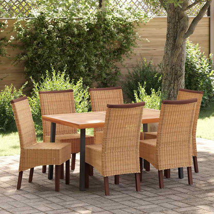 Dining Chairs 6 pcs Brown Natural Rattan