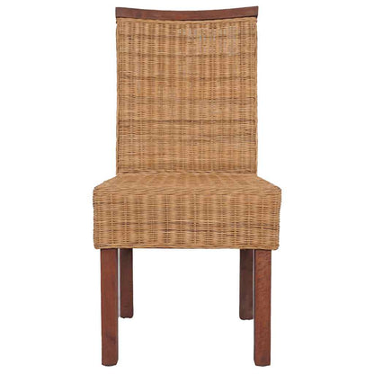 Dining Chairs 6 pcs Brown Natural Rattan