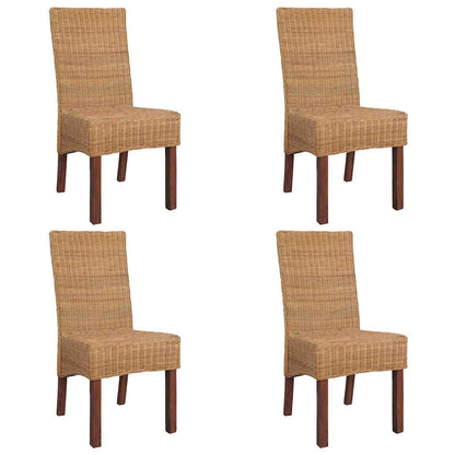 Dining Chairs 4 pcs Brown Natural Rattan