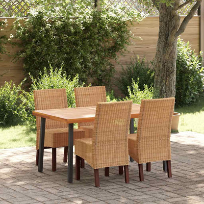 Dining Chairs 4 pcs Brown Natural Rattan
