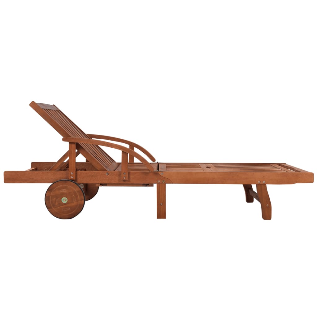 2-Piece Solid Acacia Wood Sun Loungers with Table Set