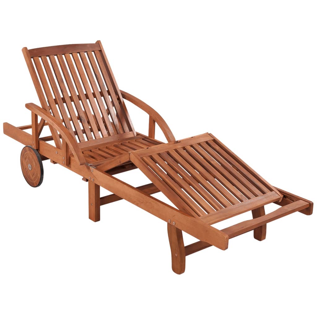 2-Piece Solid Acacia Wood Sun Loungers with Table Set