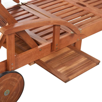 2-Piece Solid Acacia Wood Sun Loungers with Table Set