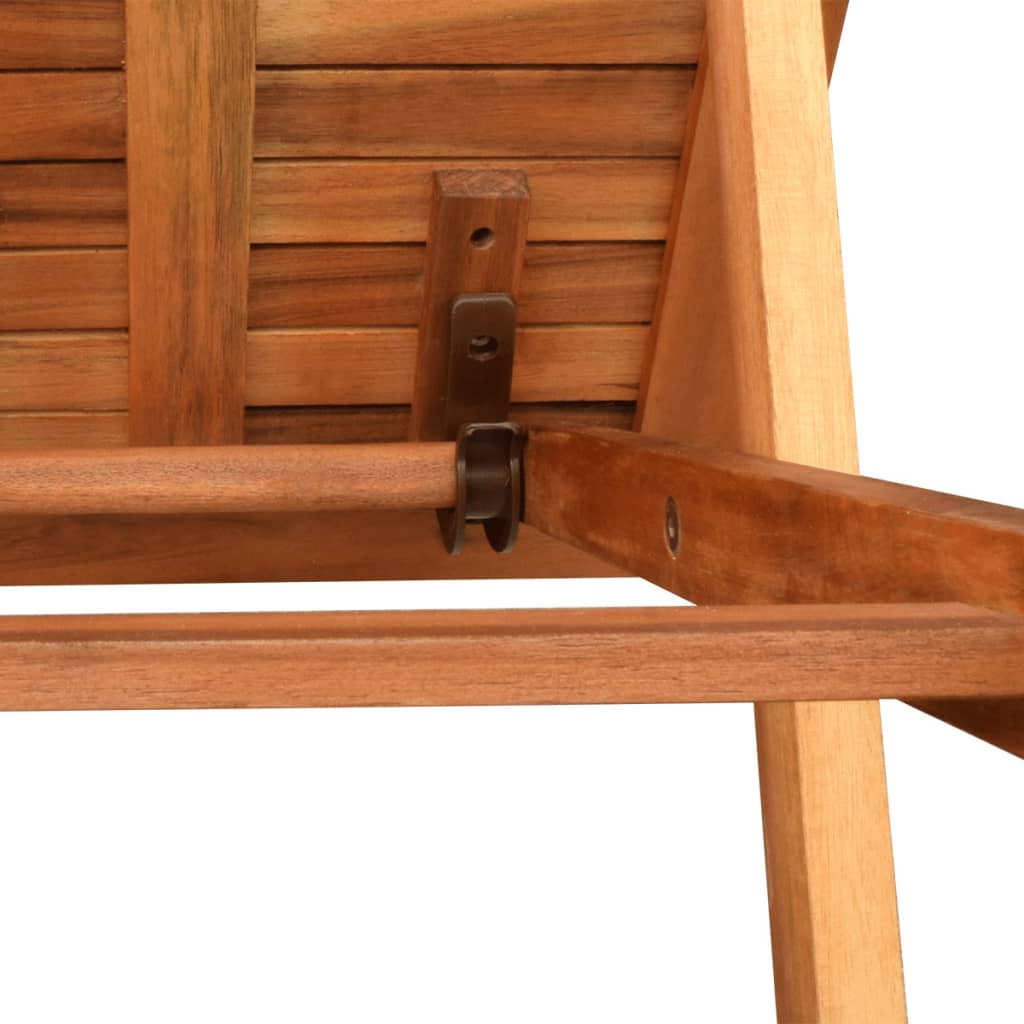 2-Piece Solid Acacia Wood Sun Loungers with Table Set