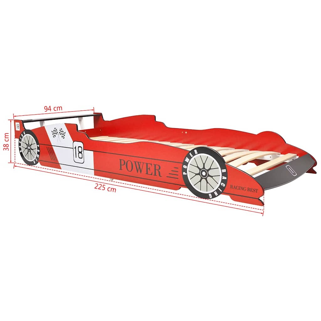 Red Children's Race Car Bed 90x200 cm - Sturdy & Stylish