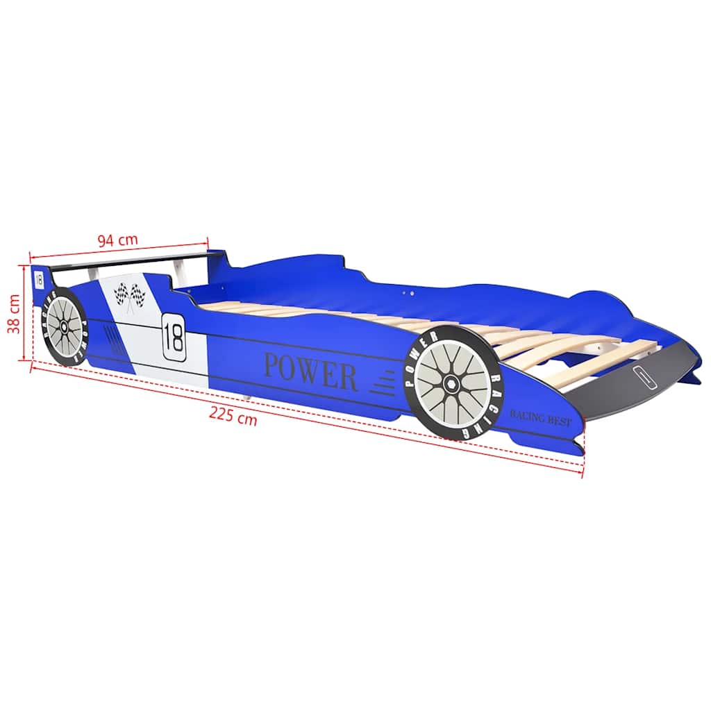 Blue Race Car Bed for Kids - 90x200 cm - Durable & Fun Design