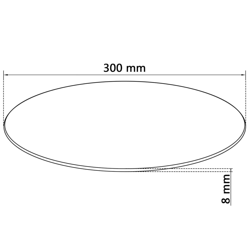 Round Clear Tempered Glass Table Top - 300mm Diameter