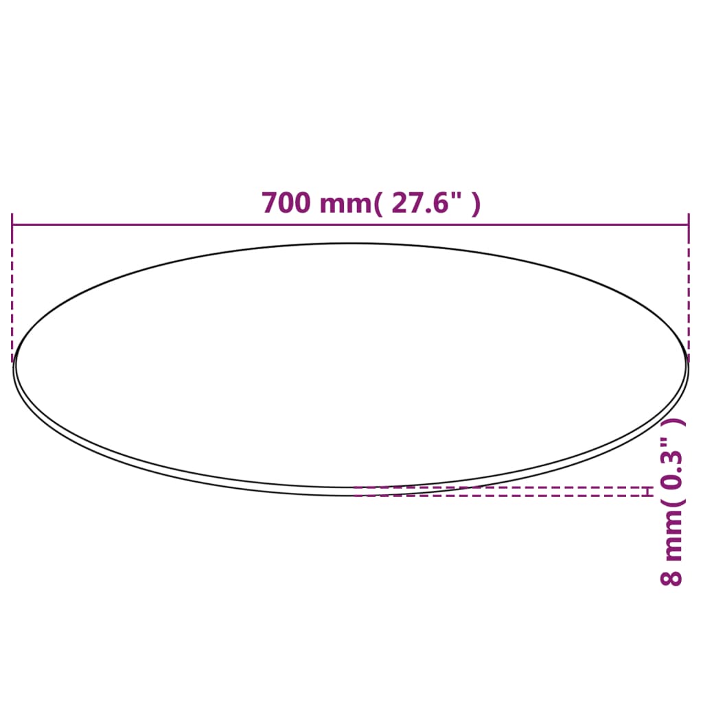 Round Clear Tempered Glass Table Top - 700 mm Diameter