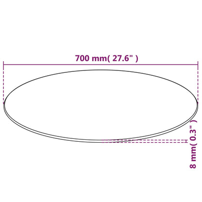 Round Clear Tempered Glass Table Top - 700 mm Diameter