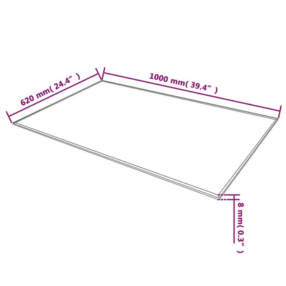 Clear Tempered Glass Table Top, Rectangular, 1000x620 mm