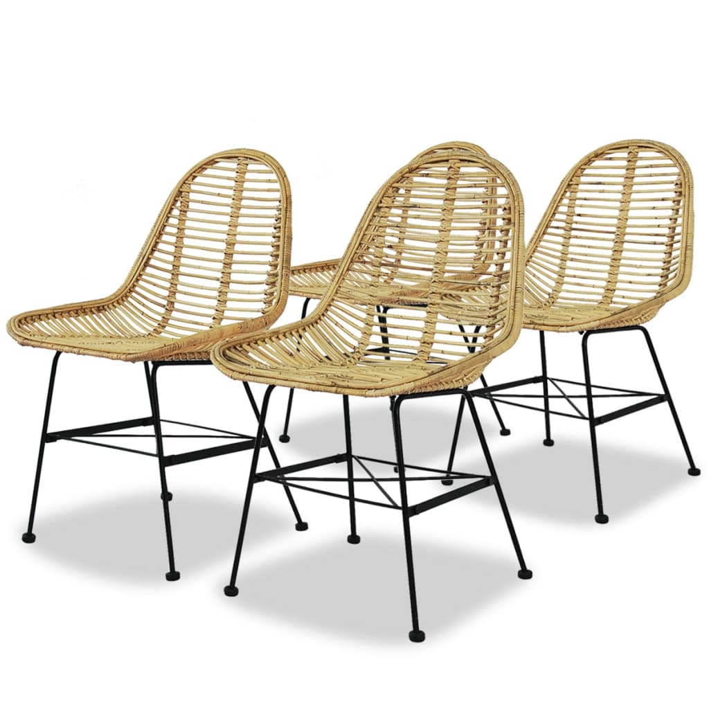Set of 2 Natural Rattan Dining Chairs - Elegant & Sturdy
