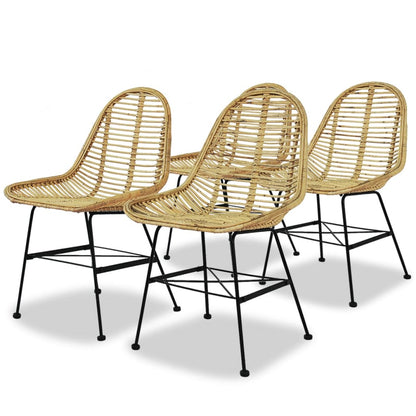 Set of 2 Natural Rattan Dining Chairs - Elegant & Sturdy