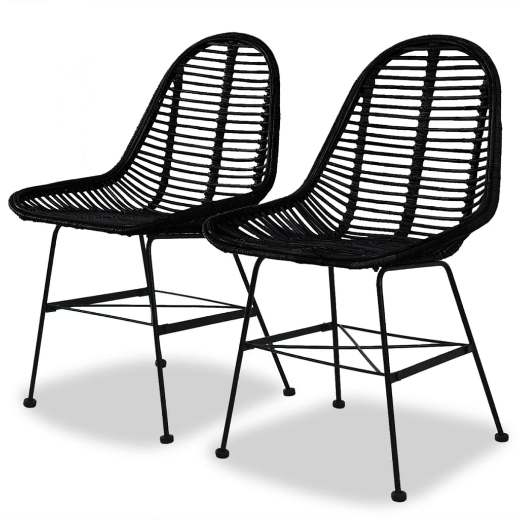 Set of 2 Natural Rattan Dining Chairs - Elegant & Sturdy