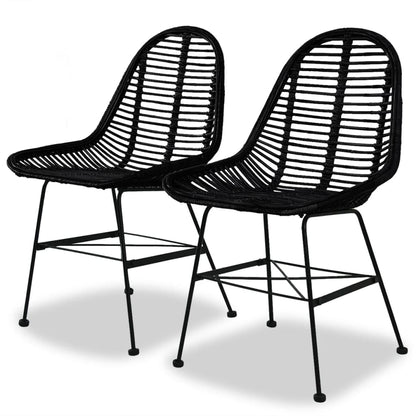 Set of 2 Natural Rattan Dining Chairs - Elegant & Sturdy