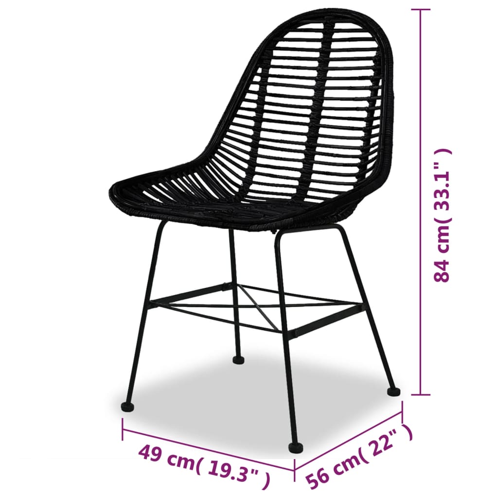Set of 2 Natural Rattan Dining Chairs - Elegant & Sturdy