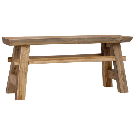 Eco-Friendly Recycled Wood & Teak Bench 100x28x43 cm