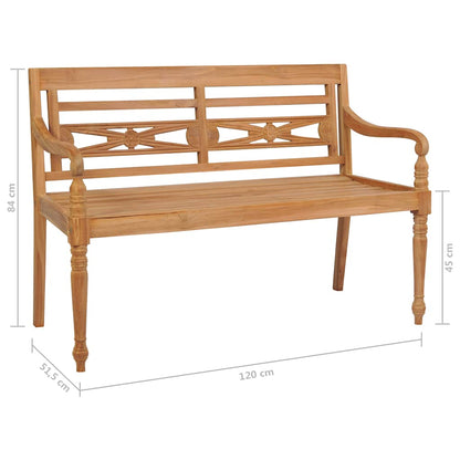 Elegant Teak Batavia Bench - 120 cm Solid Wood Outdoor Seating