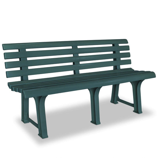 Green Plastic Garden Bench - 145.5 cm Durable Outdoor Seating