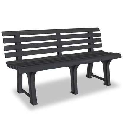 Elegant Anthracite Plastic Garden Bench - 145.5 cm Outdoor Seating