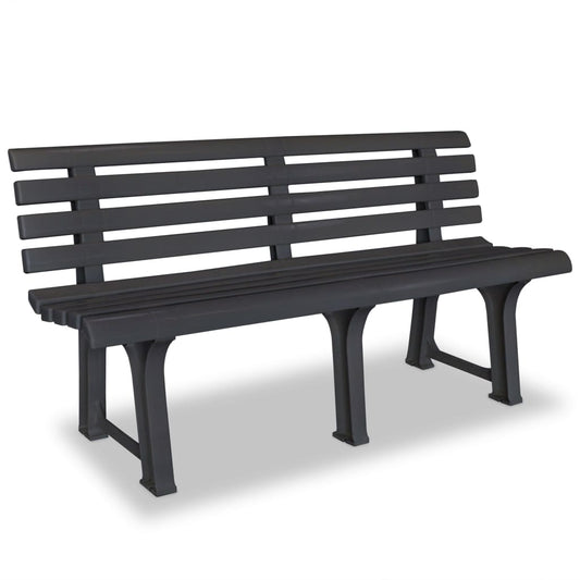 Elegant Anthracite Plastic Garden Bench - 145.5 cm Outdoor Seating