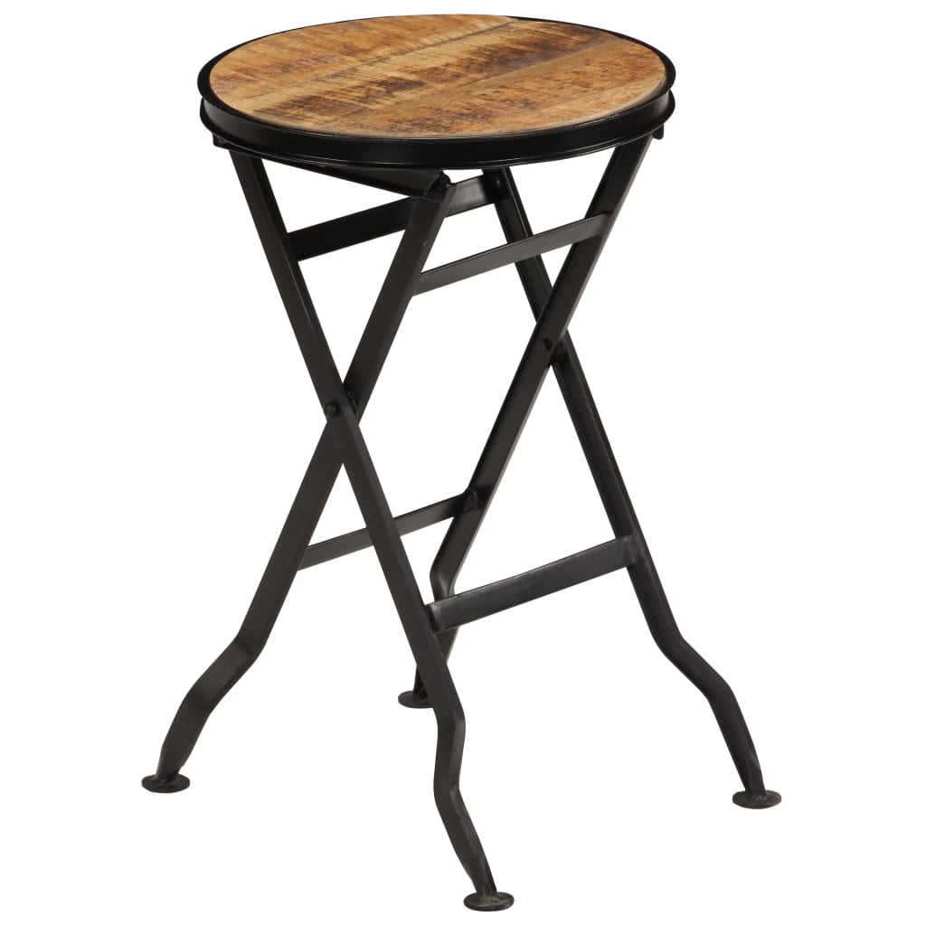 Solid Mango Wood Desk with Folding Stool, 115x50x76 cm