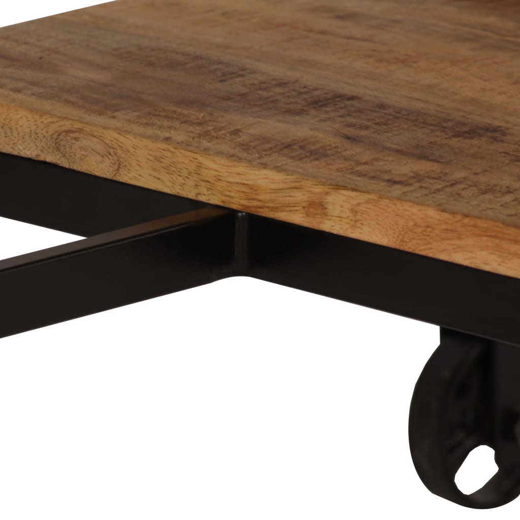 Solid Mango Wood Desk with Folding Stool, 115x50x76 cm