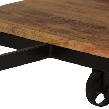 Solid Mango Wood Desk with Folding Stool, 115x50x76 cm