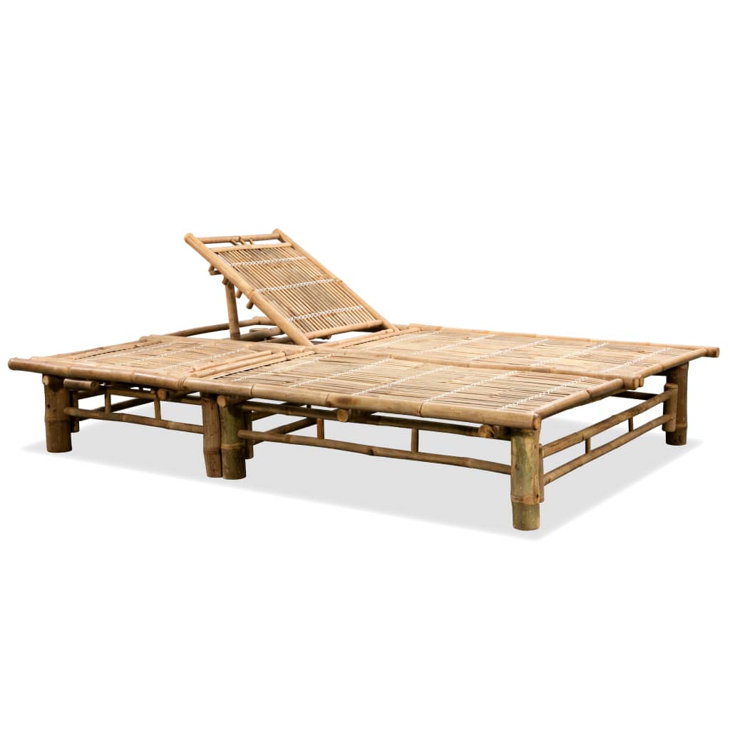 Eco-Friendly Bamboo 2-Person Sun Lounger - Natural Finish