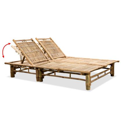 Eco-Friendly Bamboo 2-Person Sun Lounger - Natural Finish
