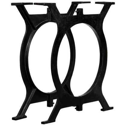 Industrial O-Frame Cast Iron Dining Table Legs 2 pcs - Black Finish