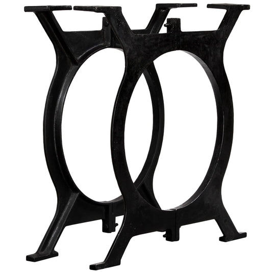 Industrial O-Frame Cast Iron Dining Table Legs 2 pcs - Black Finish
