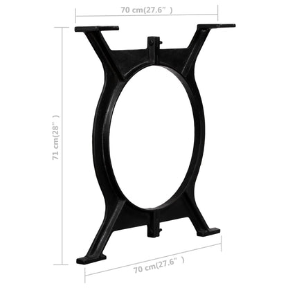 Industrial O-Frame Cast Iron Dining Table Legs 2 pcs - Black Finish