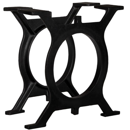 Sturdy Cast Iron O-Frame Coffee Table Legs 2 pcs - Black Finish
