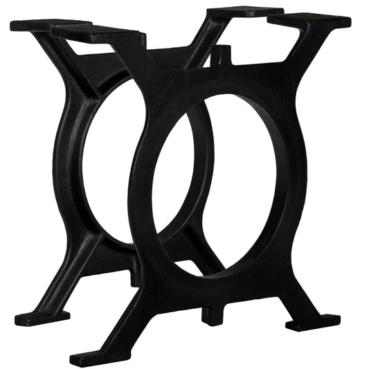 Sturdy Cast Iron O-Frame Coffee Table Legs 2 pcs - Black Finish