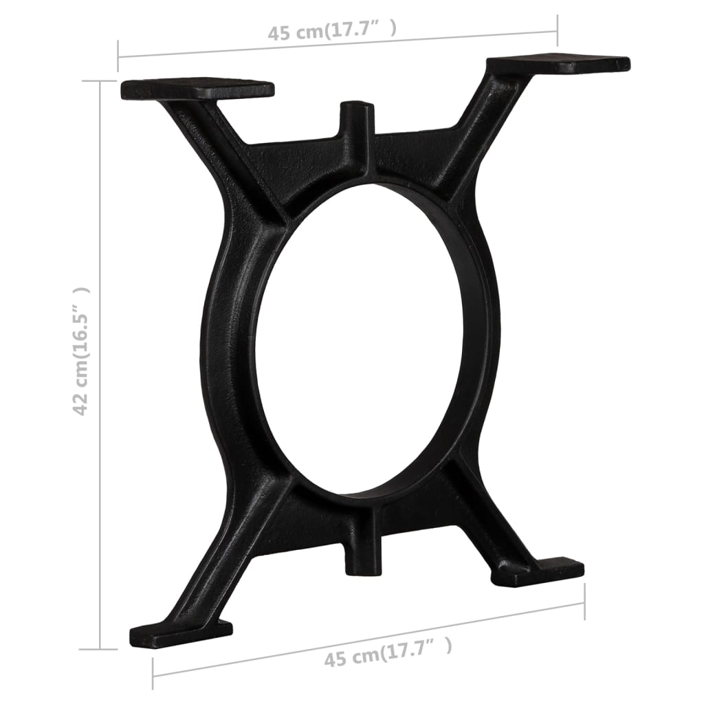 Sturdy Cast Iron O-Frame Coffee Table Legs 2 pcs - Black Finish