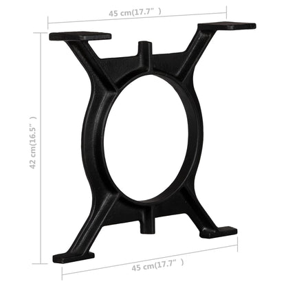 Sturdy Cast Iron O-Frame Coffee Table Legs 2 pcs - Black Finish