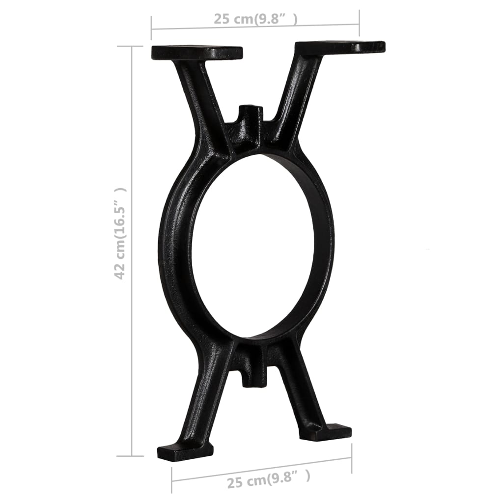 Black Cast Iron O-Frame Bench Legs Set - 2 Pcs