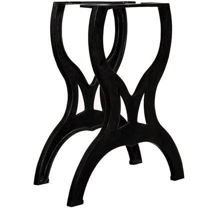 Industrial X-Frame Cast Iron Dining Table Legs Set of 2 - Black