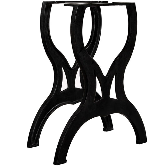 Industrial X-Frame Cast Iron Dining Table Legs Set of 2 - Black