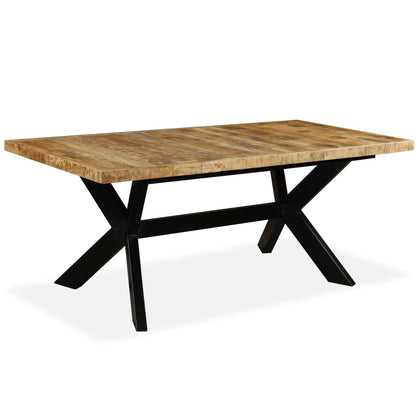 Solid Mango Wood & Steel Cross Dining Table - 180 cm Elegant Design