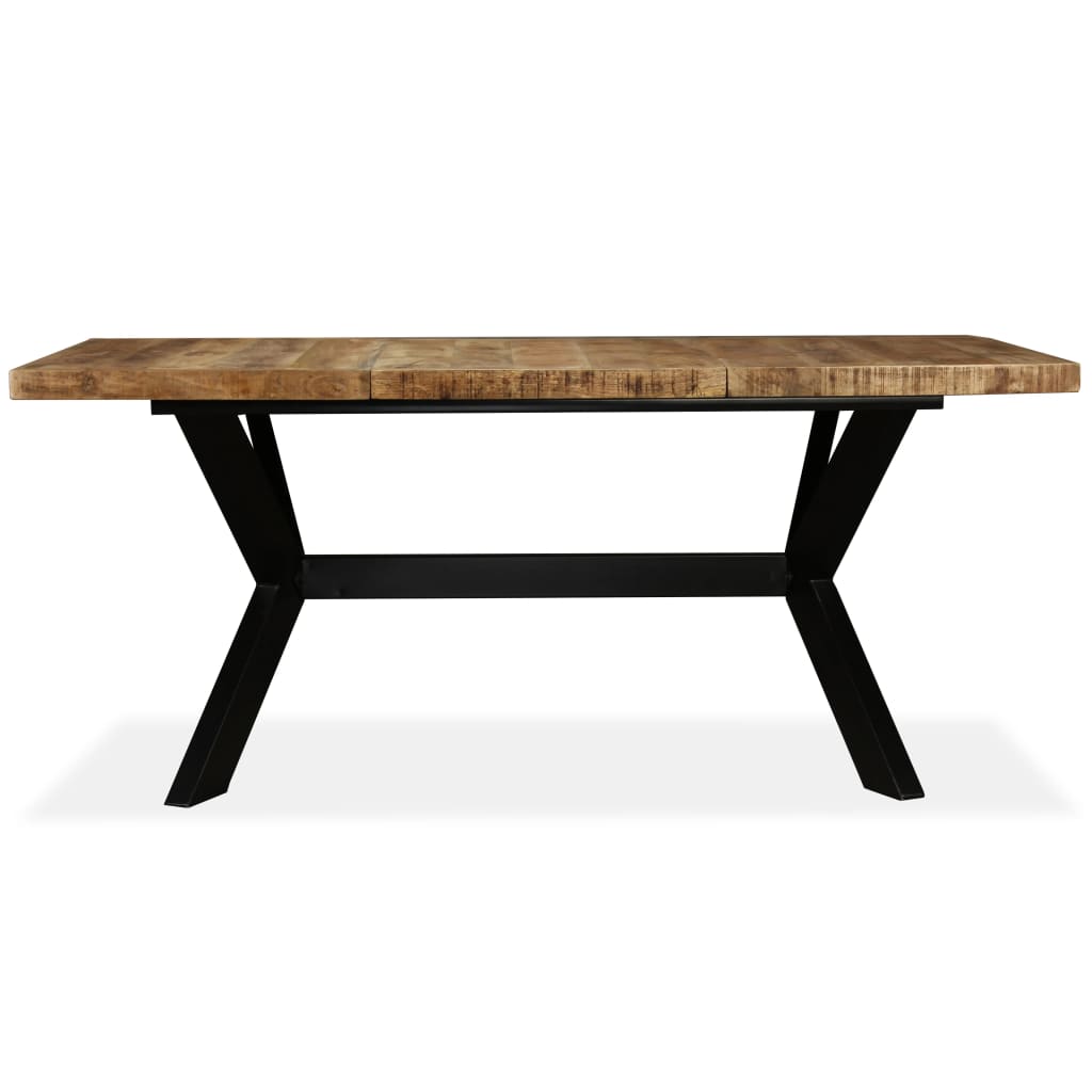 Solid Mango Wood & Steel Cross Dining Table - 180 cm Elegant Design