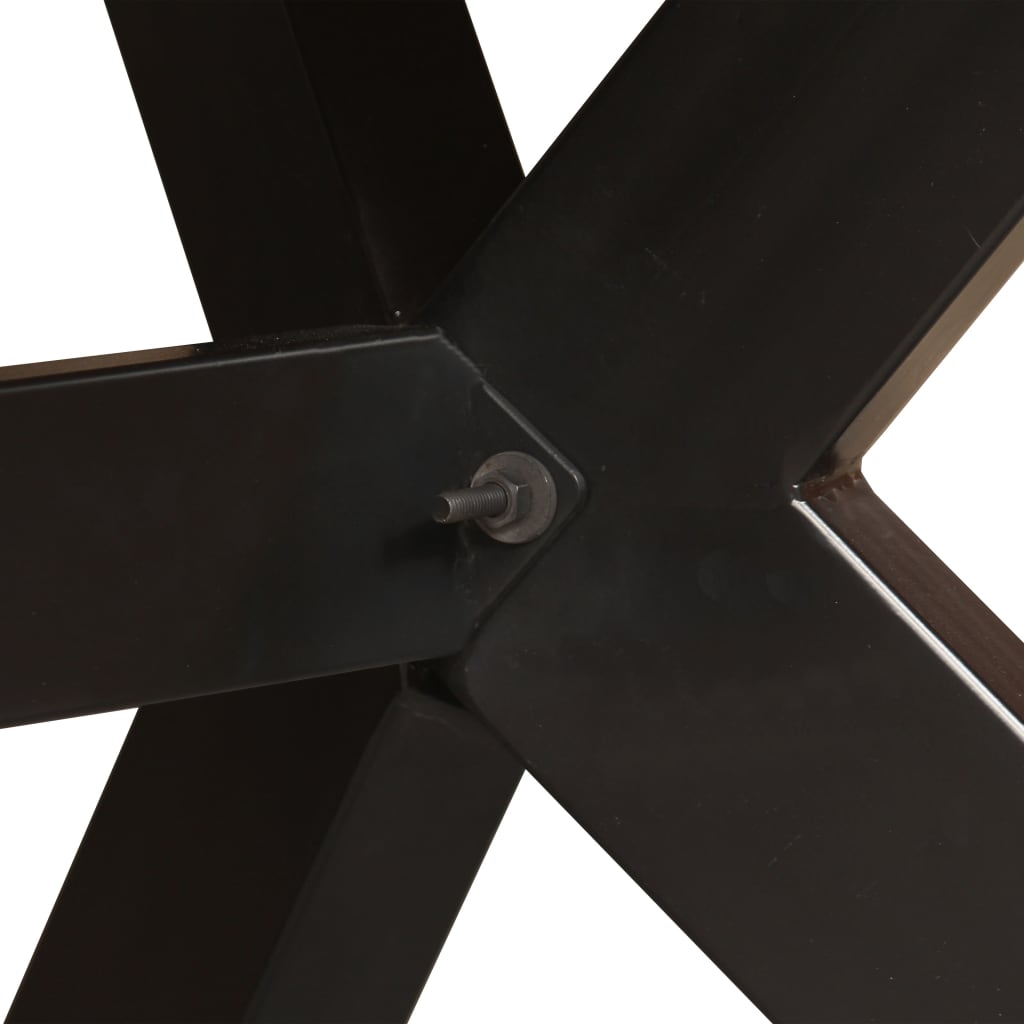 Solid Mango Wood & Steel Cross Dining Table - 180 cm Elegant Design