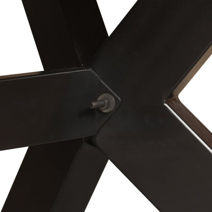 Solid Mango Wood & Steel Cross Dining Table - 180 cm Elegant Design