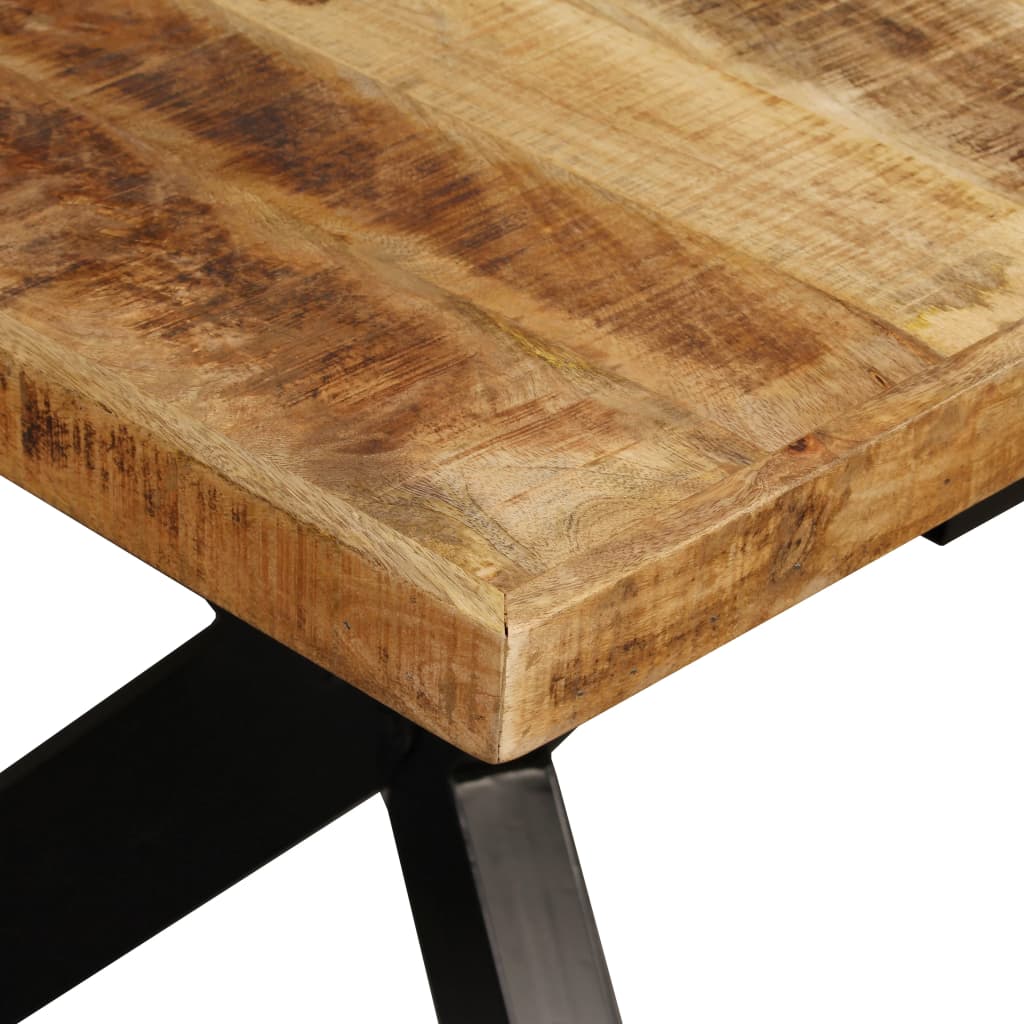 Solid Mango Wood & Steel Cross Dining Table - 180 cm Elegant Design