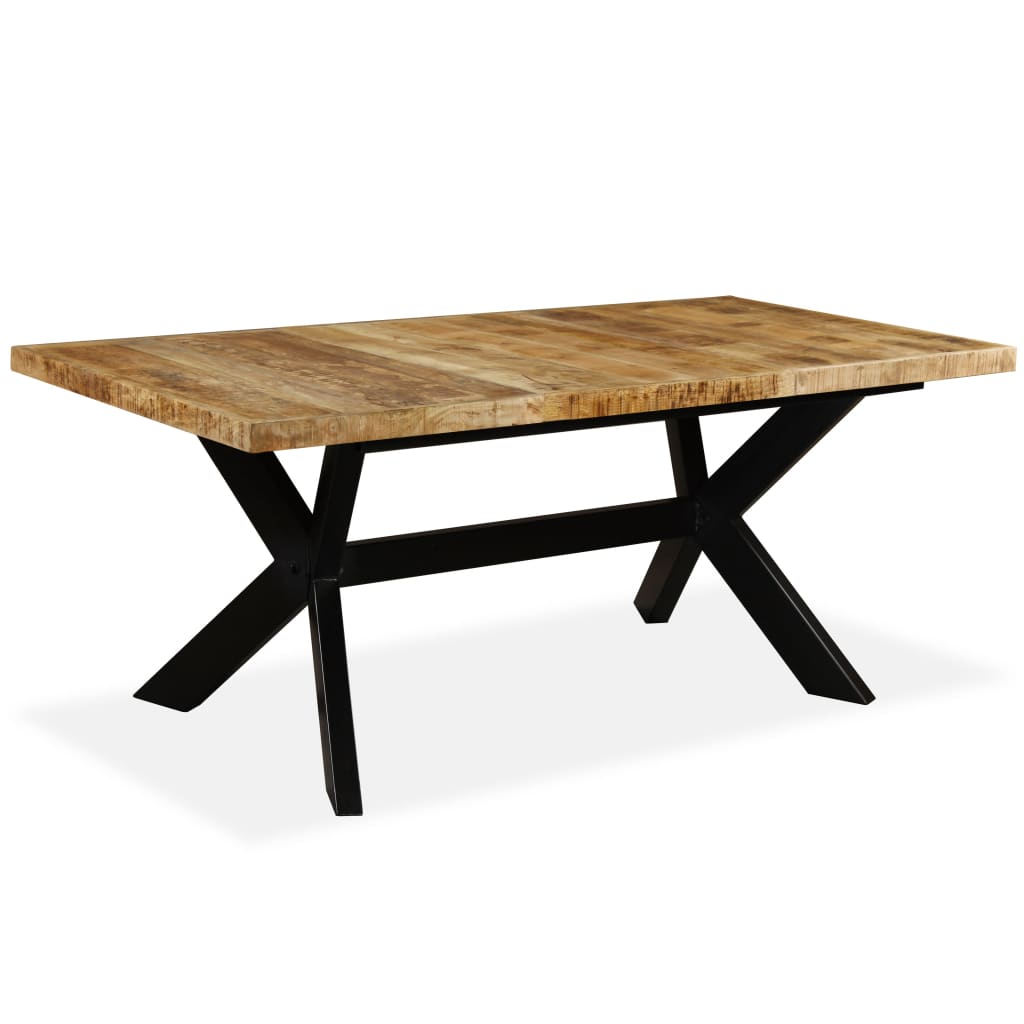 Solid Mango Wood & Steel Cross Dining Table - 180 cm Elegant Design