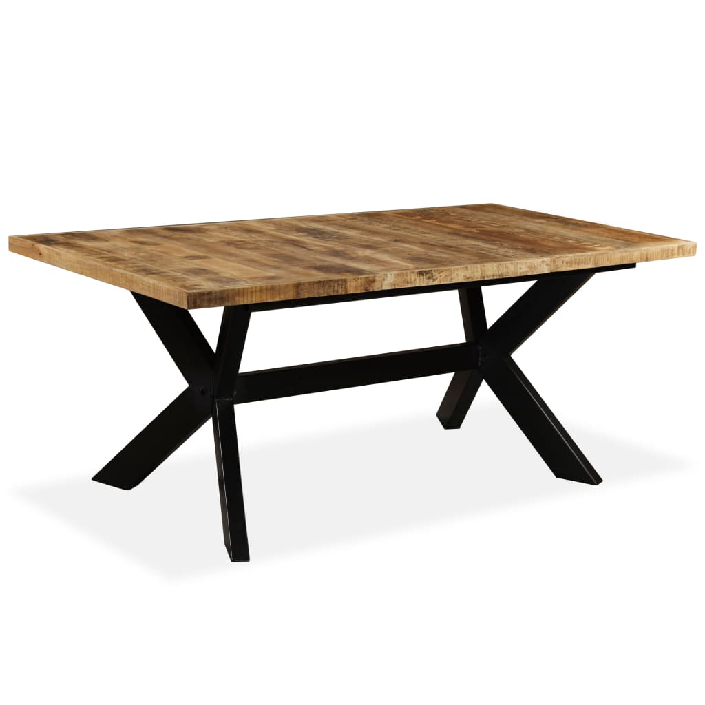 Solid Mango Wood & Steel Cross Dining Table - 180 cm Elegant Design