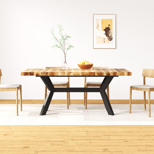 Solid Mango Wood & Steel Cross Dining Table - 180 cm Elegant Design